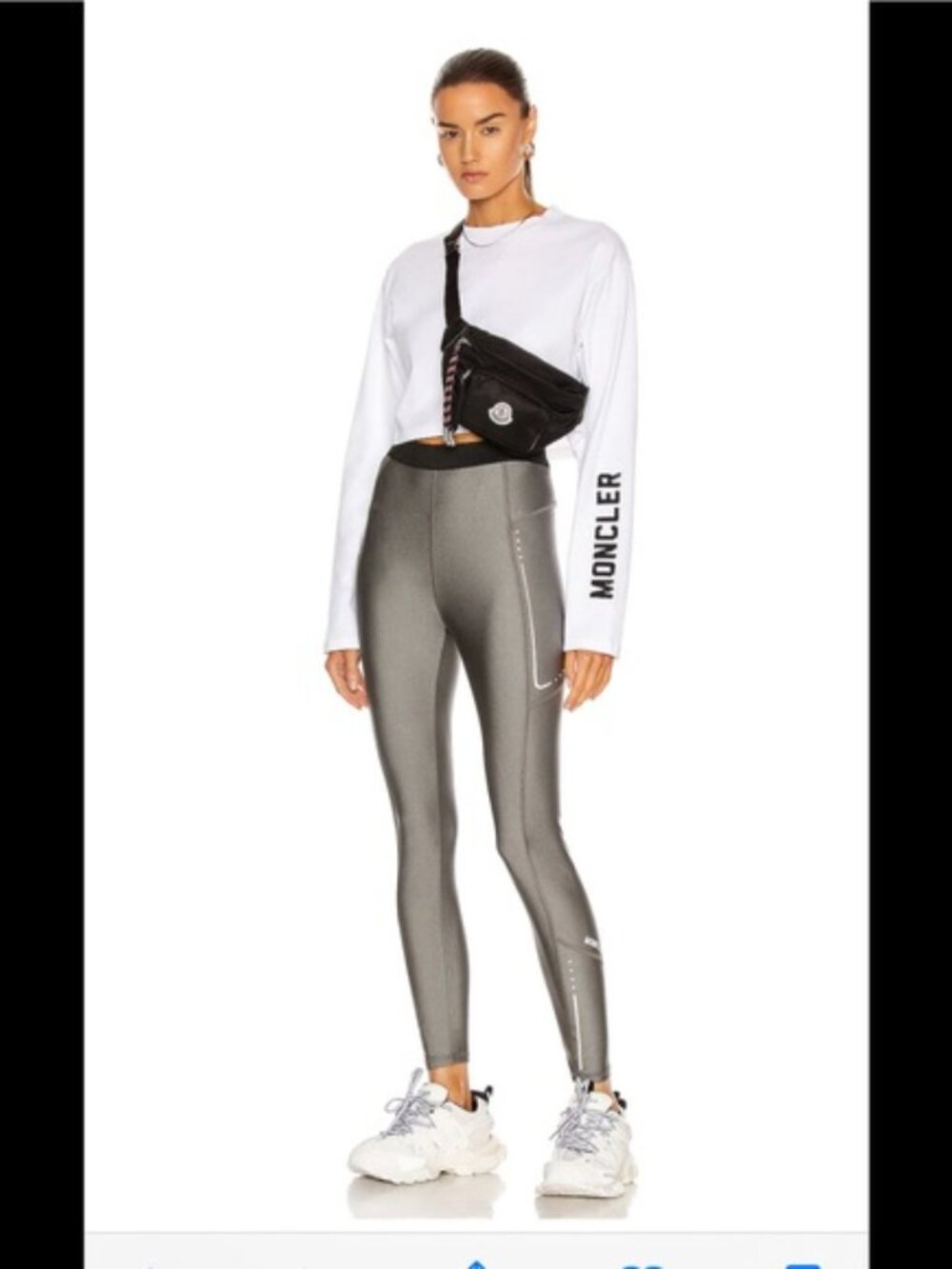 Moncler Metallic Pantalone Trouse Leging Logo Flective Women's M Tights